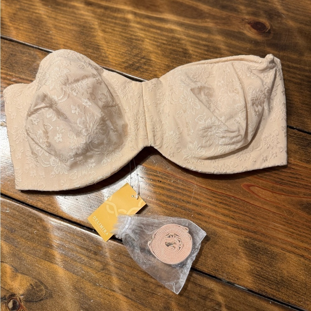 NEW Delimira Beige Strapless Bra Minimizer Bandeau Underwire Women’s Size 40F - Picture 2 of 10
